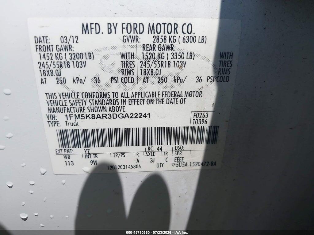 1FM5K8AR3DGA22241 2013 FORD UTILITY POLICE INTERCEPTOR photo no. 9