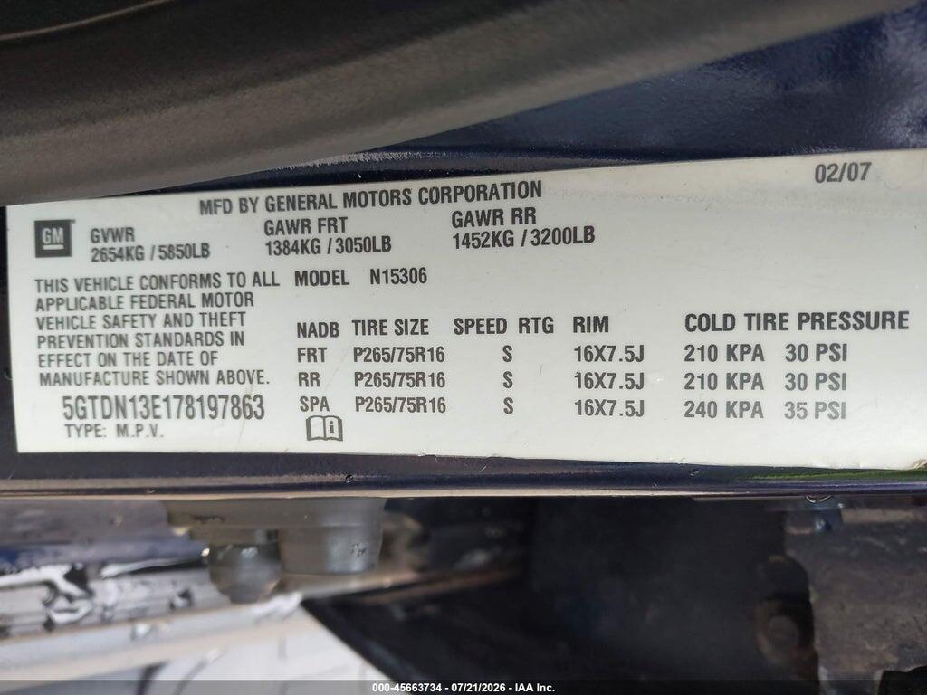 5GTDN13E178197863 2007 HUMMER H3 SUV photo no. 9