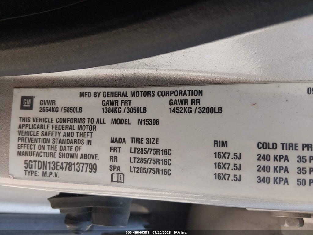 5GTDN13E478137799 2007 HUMMER H3 SUV photo no. 9
