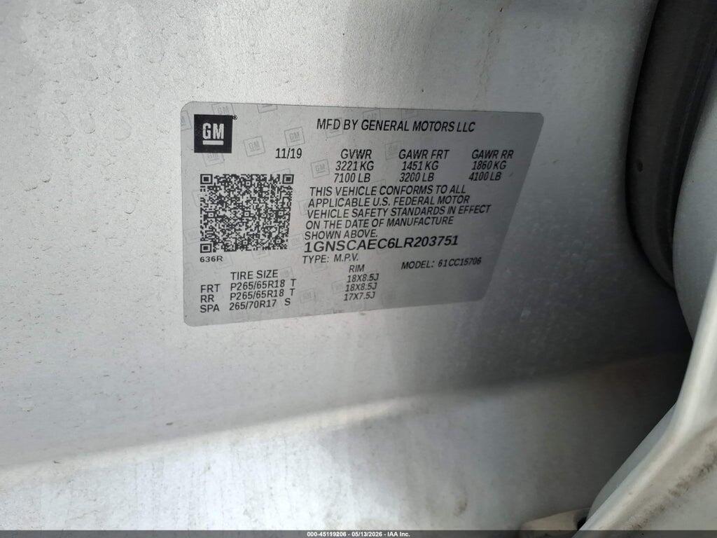 1GNSCAEC6LR203751 2020 CHEVROLET TAHOE photo no. 9
