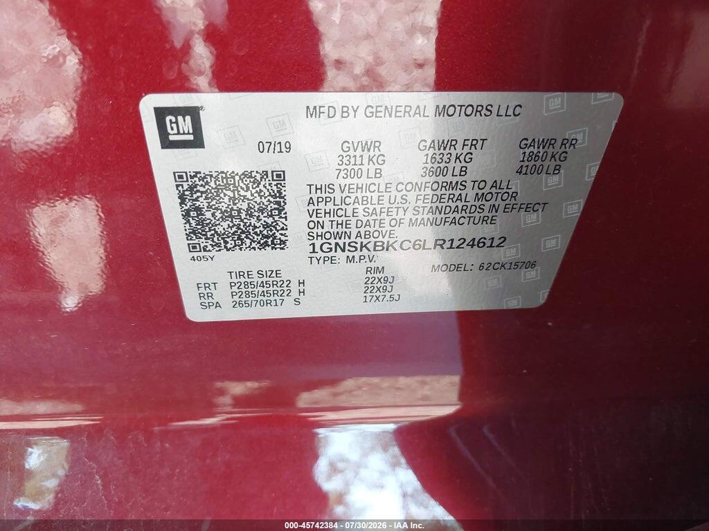 1GNSKBKC6LR124612 2020 CHEVROLET TAHOE photo no. 9