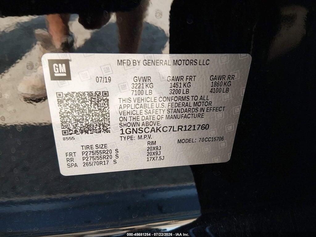 1GNSCAKC7LR121760 2020 CHEVROLET TAHOE photo no. 9
