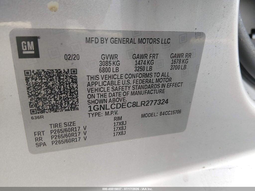 1GNLCDEC8LR277324 2020 CHEVROLET TAHOE photo no. 9