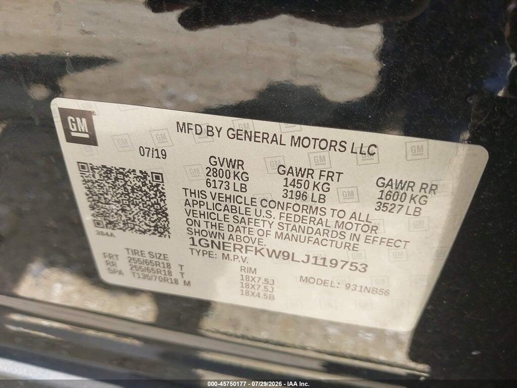 1GNERFKW9LJ119753 2020 CHEVROLET TRAVERSE photo no. 9