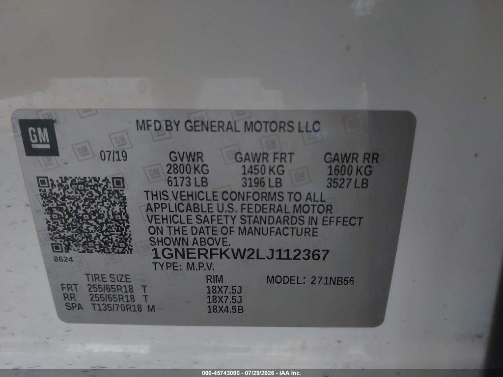 1GNERFKW2LJ112367 2020 CHEVROLET TRAVERSE photo no. 9