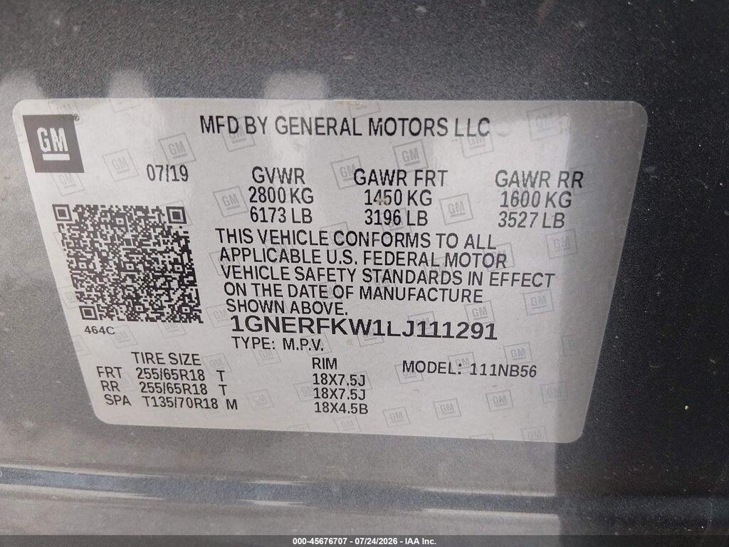 1GNERFKW1LJ111291 2020 CHEVROLET TRAVERSE photo no. 9