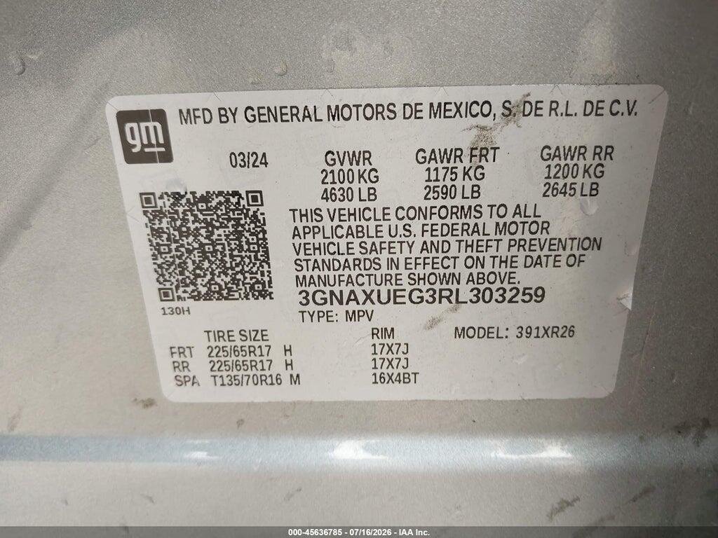 3GNAXUEG3RL303259 2024 CHEVROLET EQUINOX photo no. 9