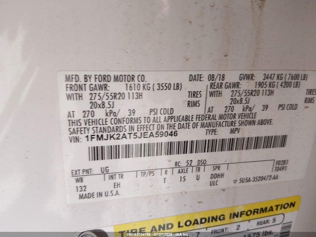 1FMJK2AT5JEA59046 2018 FORD EXPEDITION MAX photo no. 9