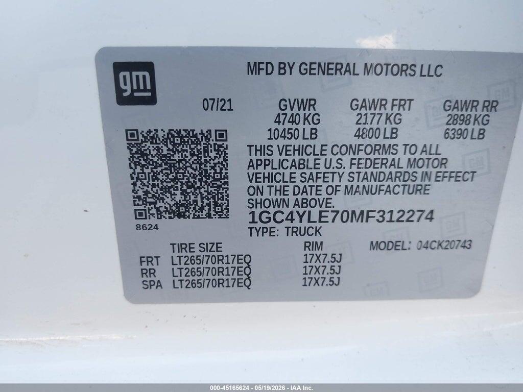 1GC4YLE70MF312274 2021 CHEVROLET SILVERADO 2500HD photo no. 9