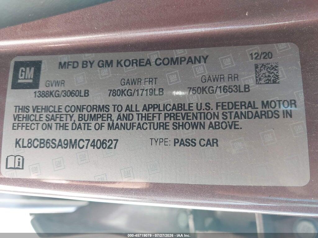 KL8CB6SA9MC740627 2021 CHEVROLET SPARK photo no. 9