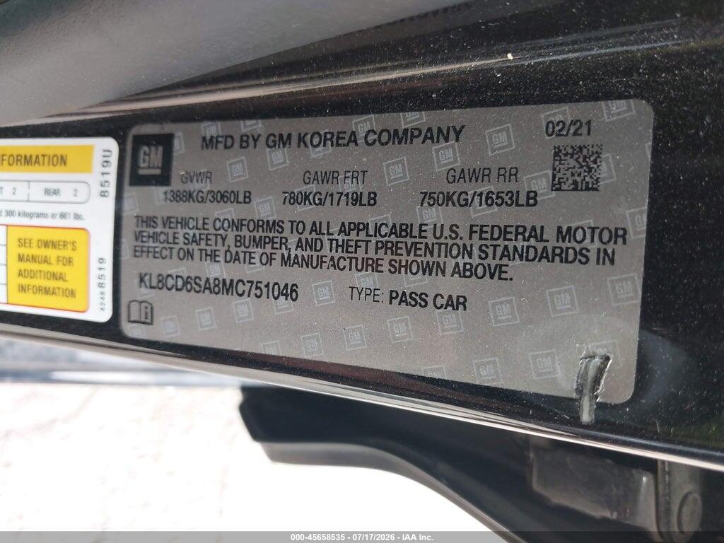 KL8CD6SA8MC751046 2021 CHEVROLET SPARK photo no. 9