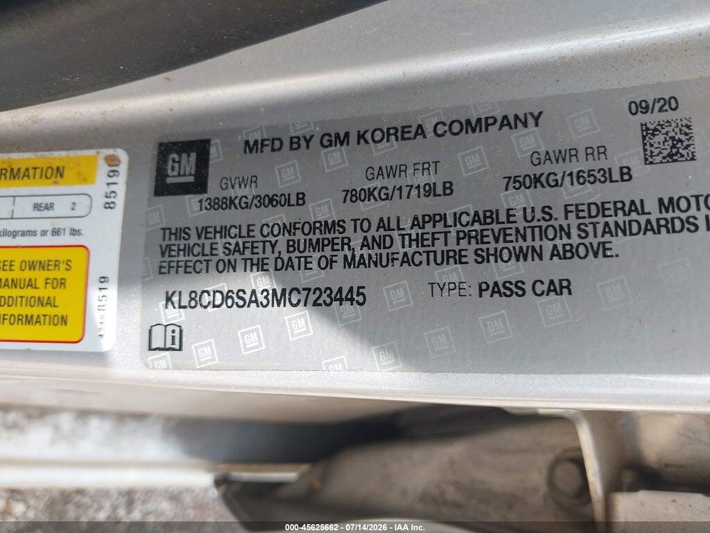 KL8CD6SA3MC723445 2021 CHEVROLET SPARK photo no. 9