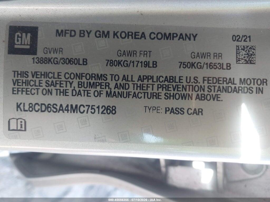 KL8CD6SA4MC751268 2021 CHEVROLET SPARK photo no. 9