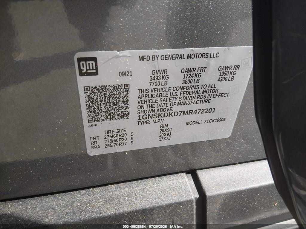 1GNSKDKD7MR472201 2021 CHEVROLET SUBURBAN photo no. 9