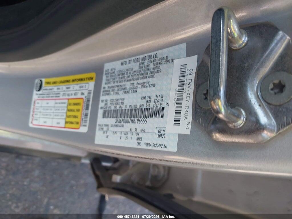 3FA6P0UU7HR196555 2017 FORD FUSION HYBRID photo no. 9
