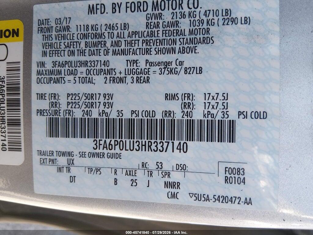 3FA6P0LU3HR337140 2017 FORD FUSION HYBRID photo no. 9