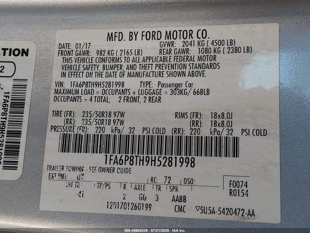 1FA6P8TH9H5281998 2017 FORD MUSTANG photo no. 9