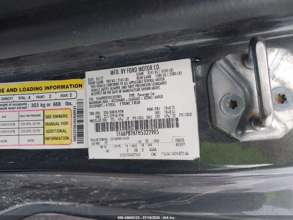 1FA6P8TH7H5322905 2017 FORD MUSTANG photo no. 9