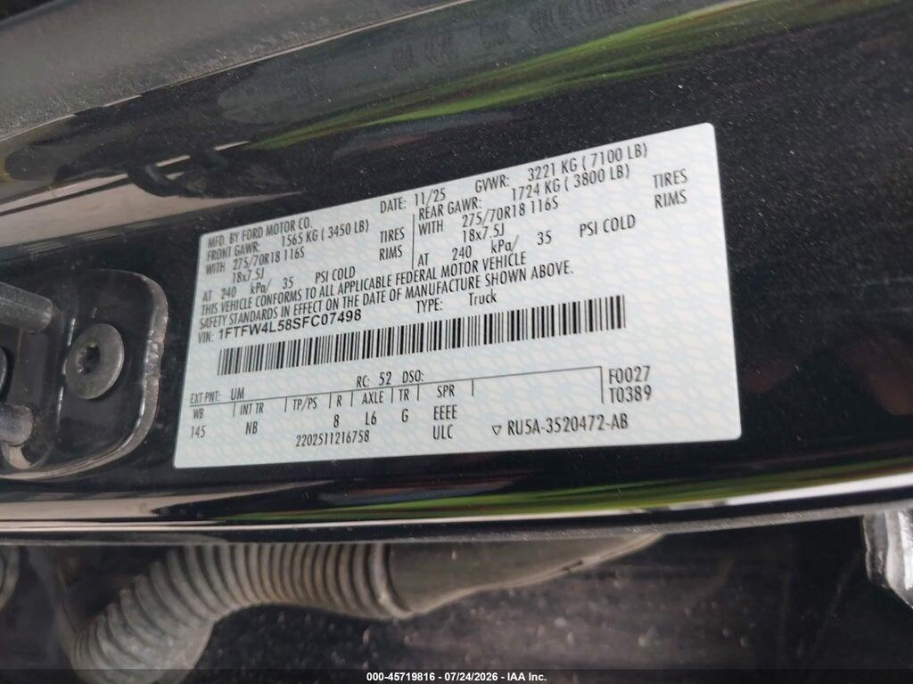 1FTFW4L58SFC07498 2025 FORD F-150 photo no. 9