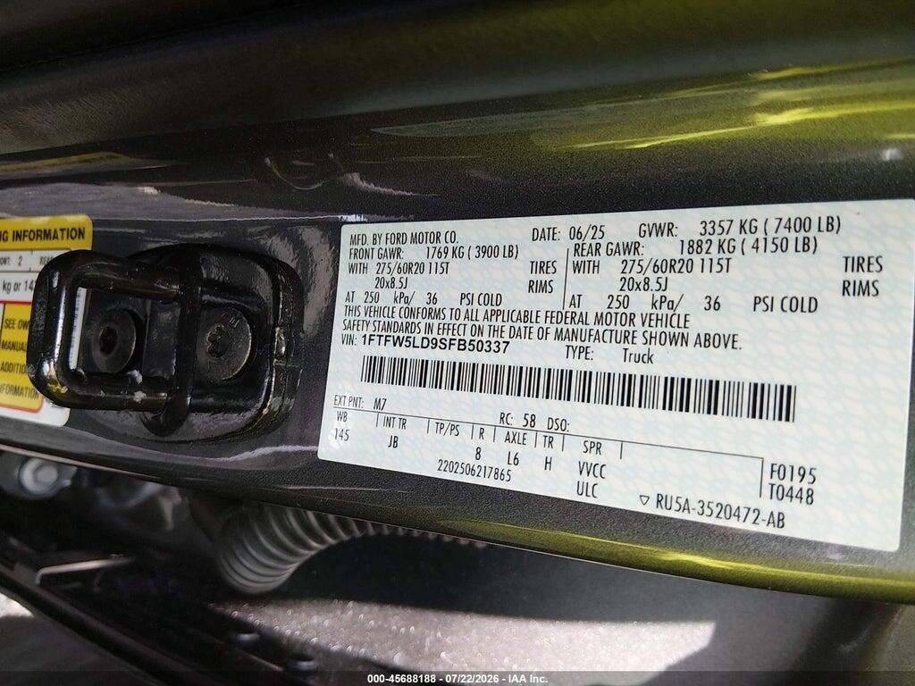 1FTFW5LD9SFB50337 2025 FORD F-150 photo no. 9