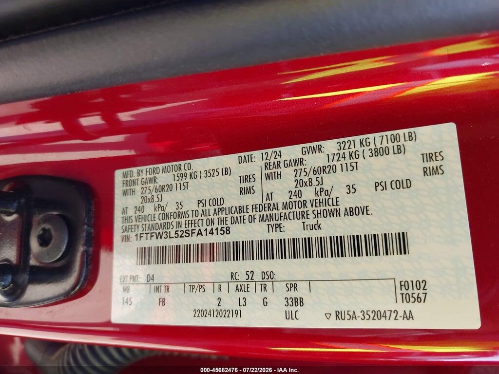 1FTFW3L52SFA14158 2025 FORD F-150 photo no. 9