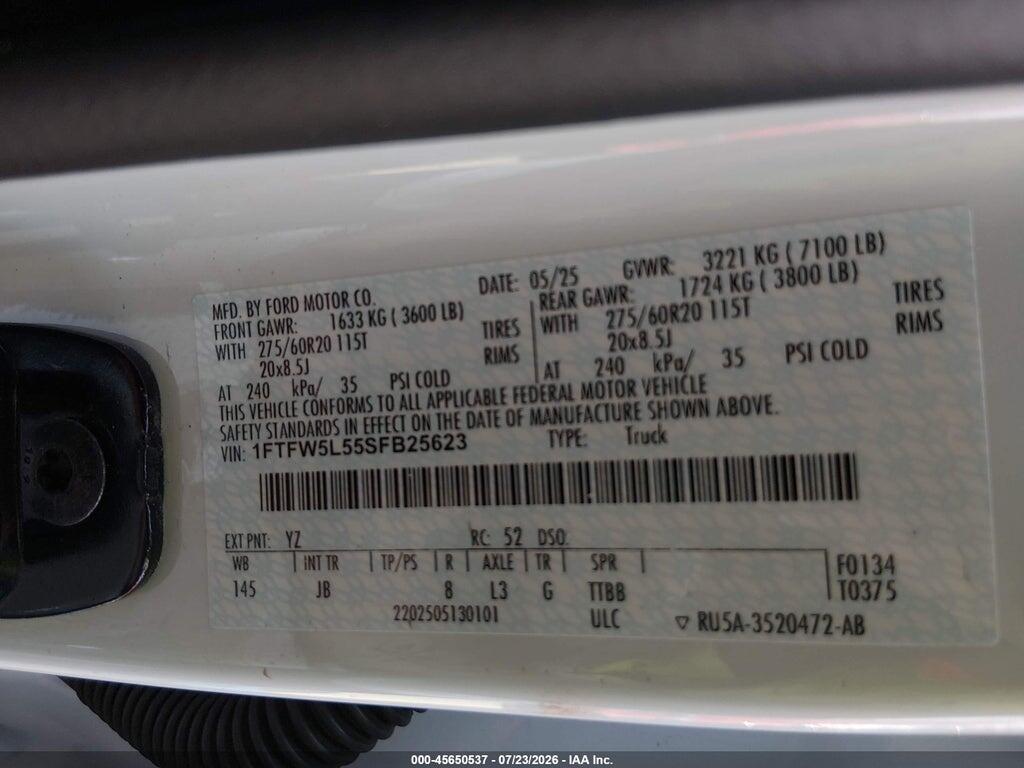 1FTFW5L55SFB25623 2025 FORD F-150 photo no. 9