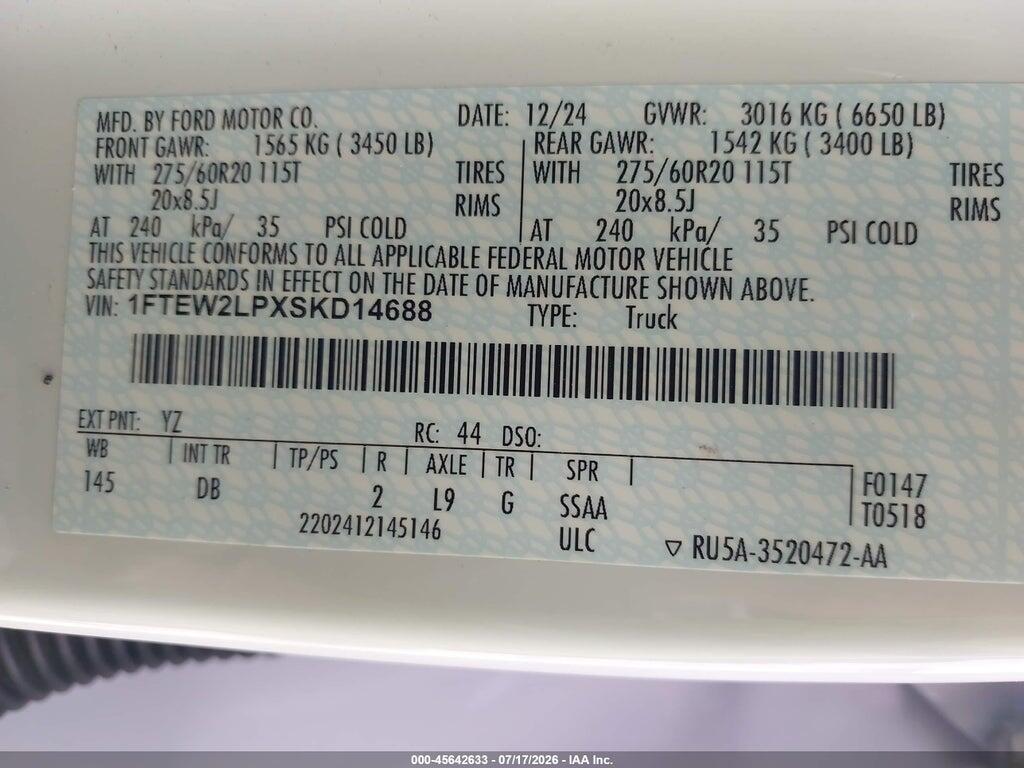 1FTEW2LPXSKD14688 2025 FORD F-150 photo no. 9