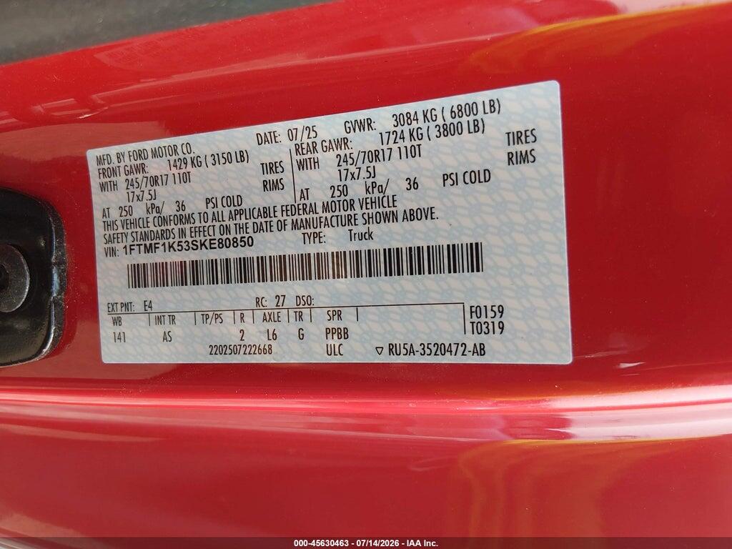 1FTMF1K53SKE80850 2025 FORD F-150 photo no. 9