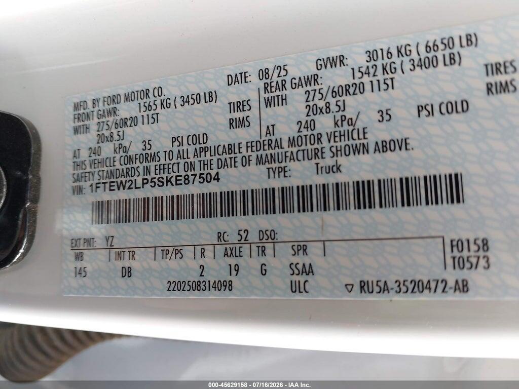1FTEW2LP5SKE87504 2025 FORD F-150 photo no. 9