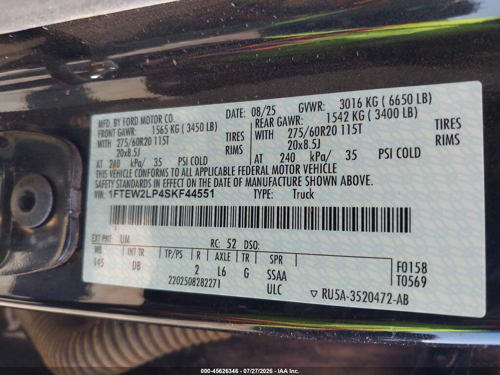 1FTEW2LP4SKF44551 2025 FORD F-150 photo no. 9