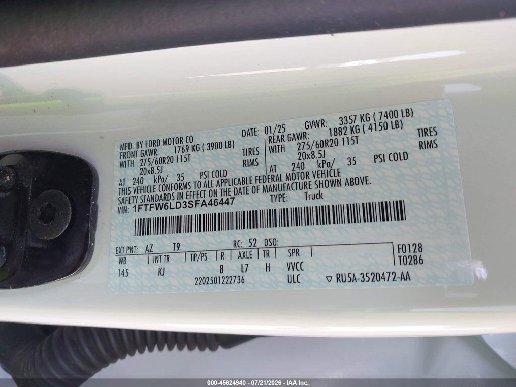 1FTFW6LD3SFA46447 2025 FORD F-150 photo no. 9