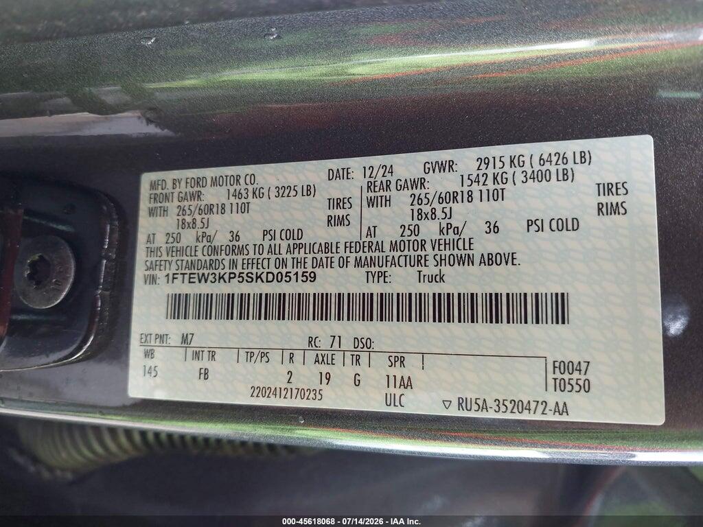 1FTEW3KP5SKD05159 2025 FORD F-150 photo no. 9