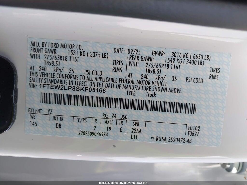 1FTEW2LP8SKF05168 2025 FORD F-150 photo no. 9