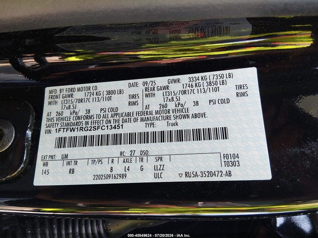 1FTFW1RG2SFC13451 2025 FORD F-150 photo no. 9