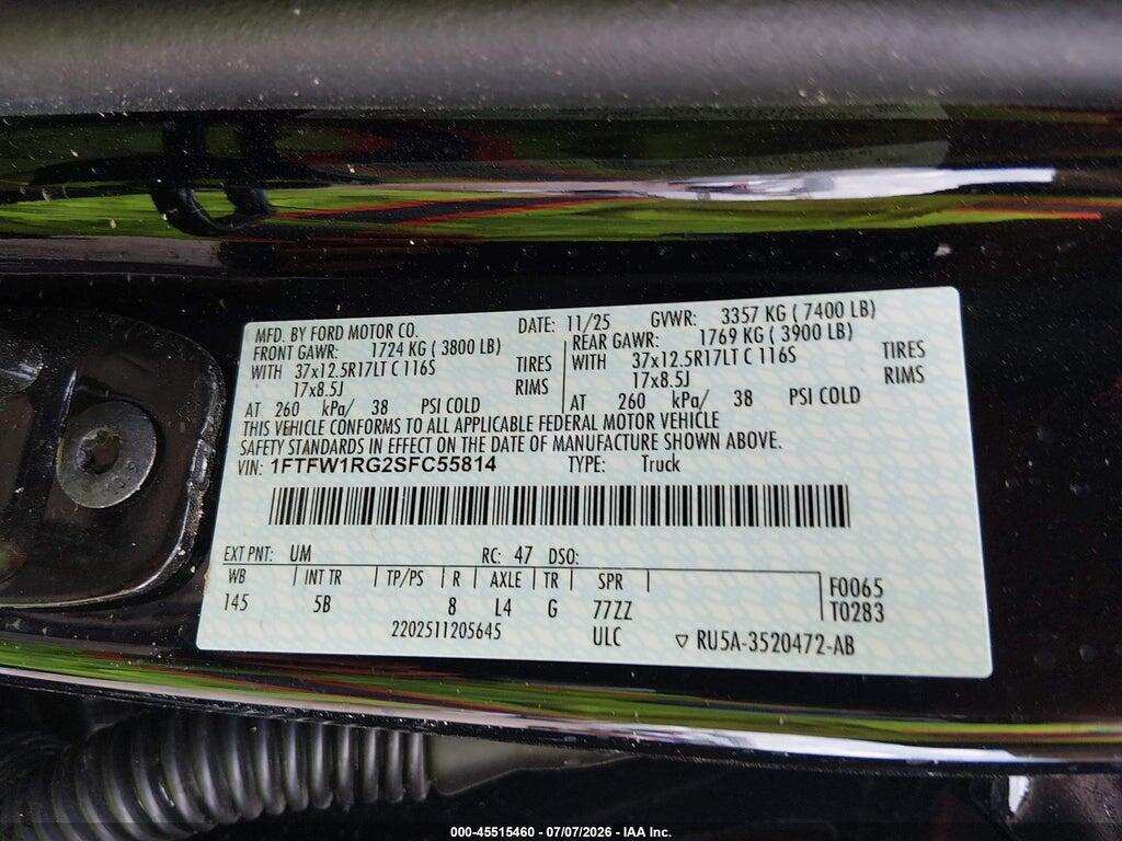 1FTFW1RG2SFC55814 2025 FORD F-150 photo no. 9