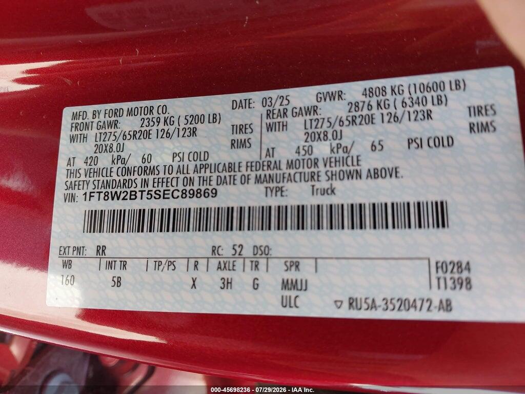 1FT8W2BT5SEC89869 2025 FORD F-250 photo no. 8