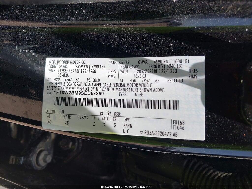 1FT8W2BM9SED67269 2025 FORD F-250 photo no. 9