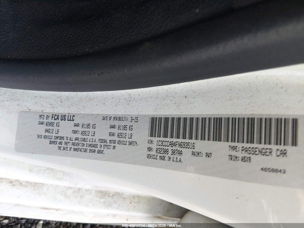 1C3CCCAB4FN693516 2015 CHRYSLER 200 photo no. 9