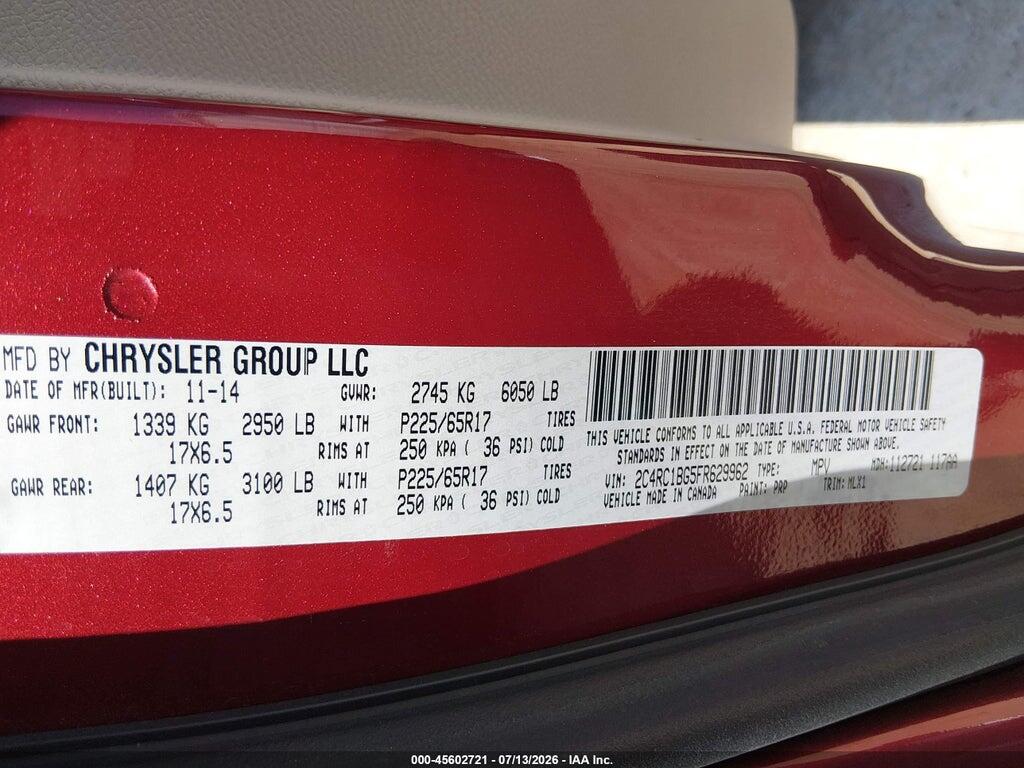 2C4RC1BG5FR629962 2015 CHRYSLER TOWN & COUNTRY photo no. 9