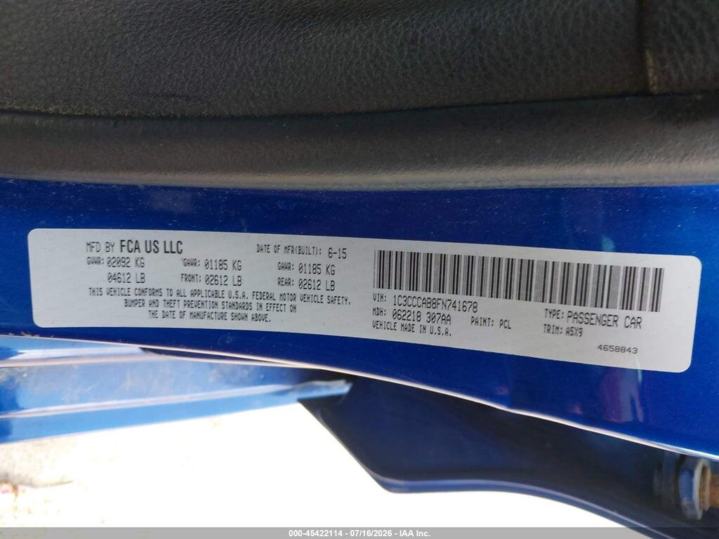 1C3CCCAB8FN741678 2015 CHRYSLER 200 photo no. 9