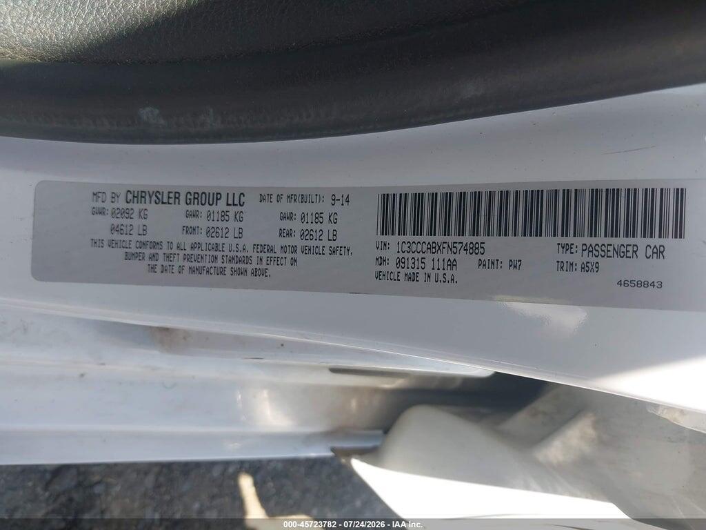 1C3CCCABXFN574885 2015 CHRYSLER 200 photo no. 9