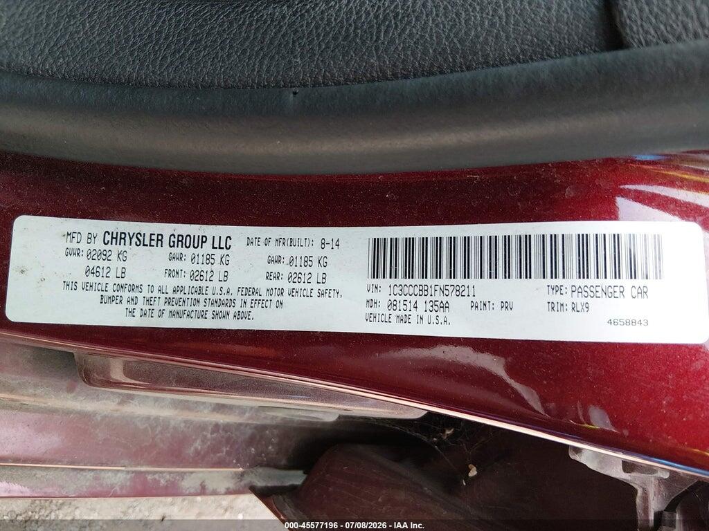1C3CCCBB1FN578211 2015 CHRYSLER 200 photo no. 9