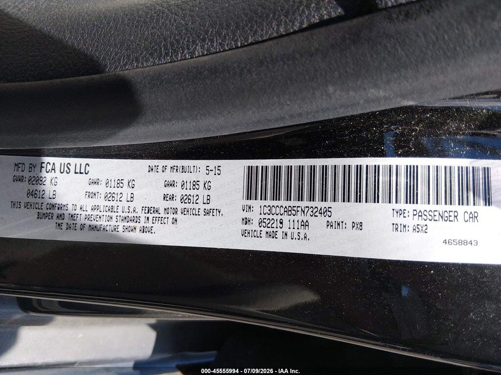 1C3CCCAB5FN732405 2015 CHRYSLER 200 photo no. 9