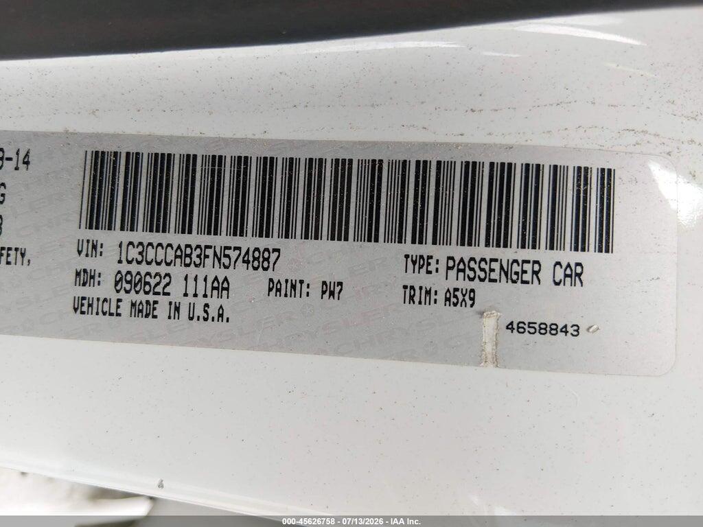 1C3CCCAB3FN574887 2015 CHRYSLER 200 photo no. 9
