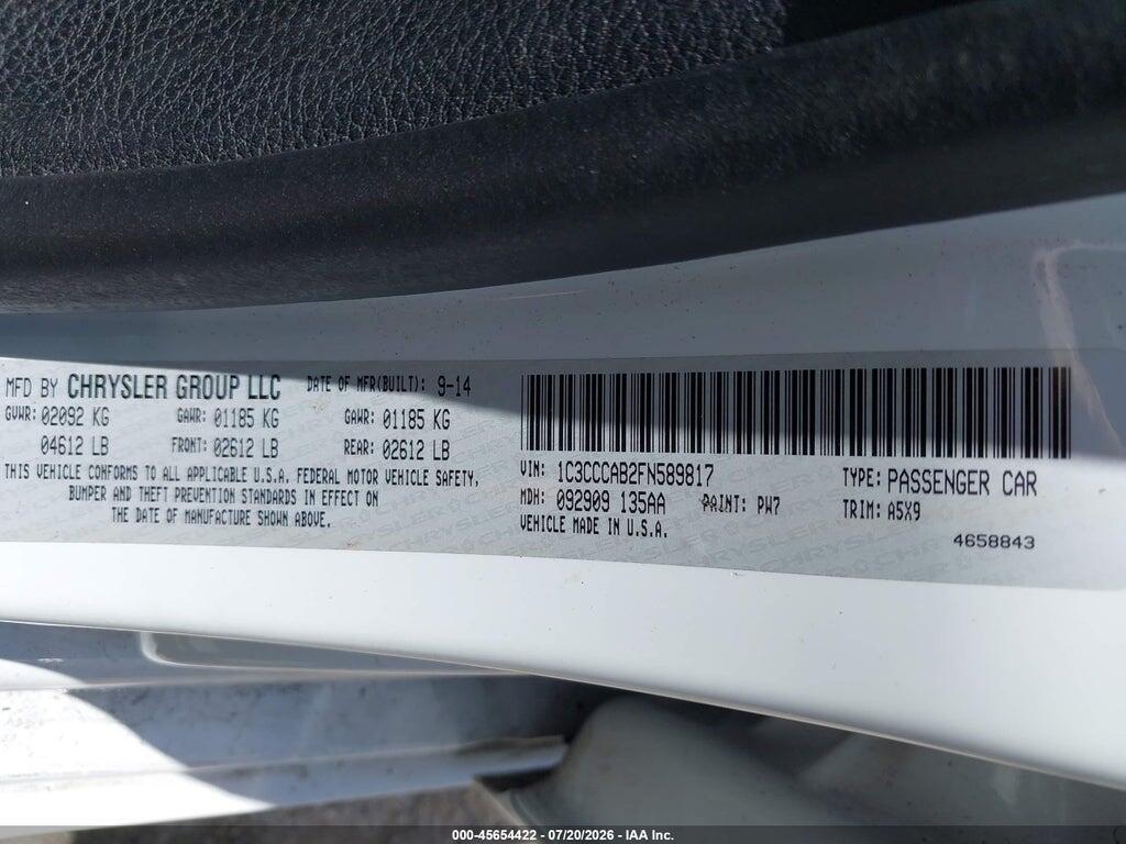 1C3CCCAB2FN589817 2015 CHRYSLER 200 photo no. 9