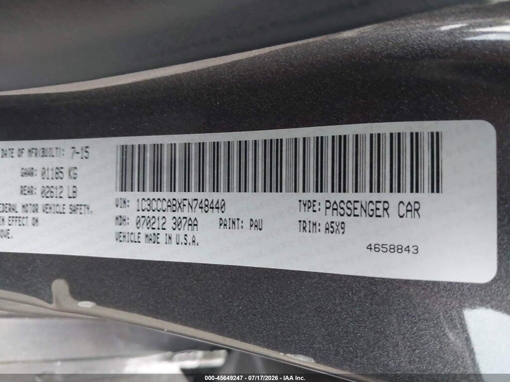 1C3CCCABXFN748440 2015 CHRYSLER 200 photo no. 9