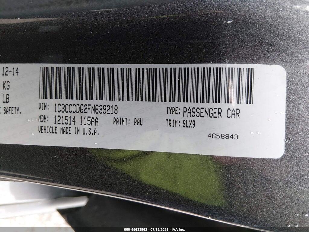 1C3CCCDG2FN639218 2015 CHRYSLER 200 photo no. 9