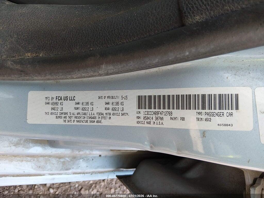 1C3CCCAB9FN712769 2015 CHRYSLER 200 photo no. 9