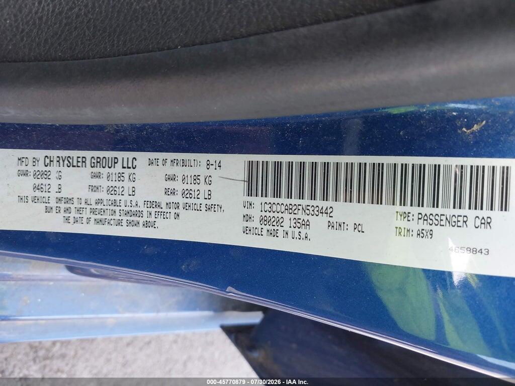 1C3CCCAB2FN533442 2015 CHRYSLER 200 photo no. 9