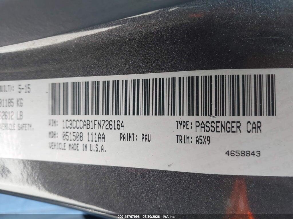 1C3CCCAB1FN726164 2015 CHRYSLER 200 photo no. 9